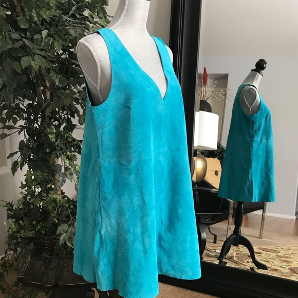 Free People Teal Retro Love Suede Mini Dress - Picture 5 of 8